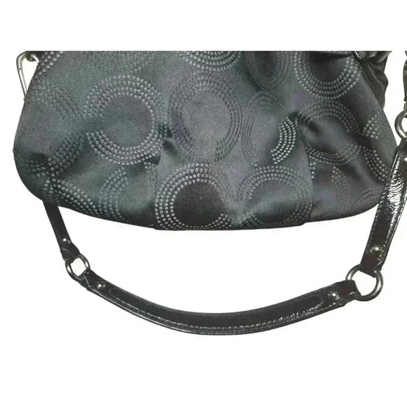 Coach Madison Signature Op Art Black Canvas Top Handle Satchel Shoulder Bag - Picture 13 of 16